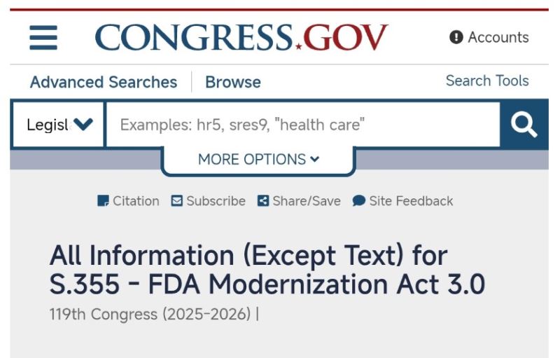 US Senate passes FDA Modernization Act 3.0, aiming to align FDA regulations