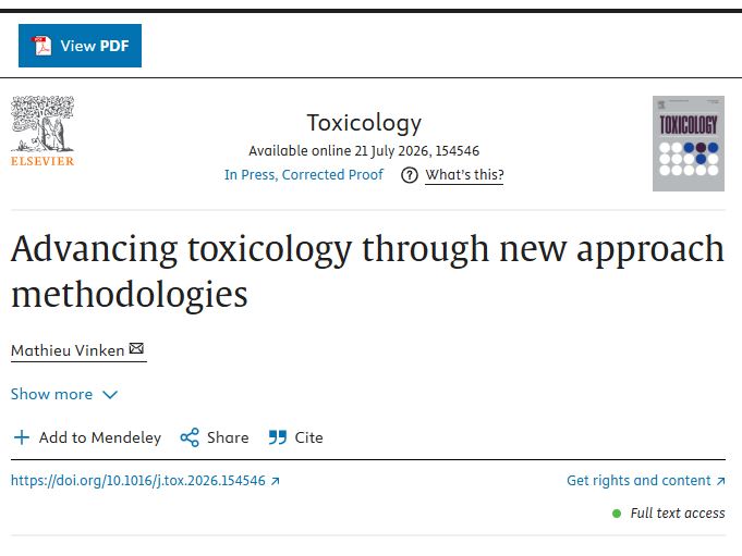 [學術推展]《Toxicology》國際期刊調整其作者與審稿人指引，推廣新穎替代方法的應用