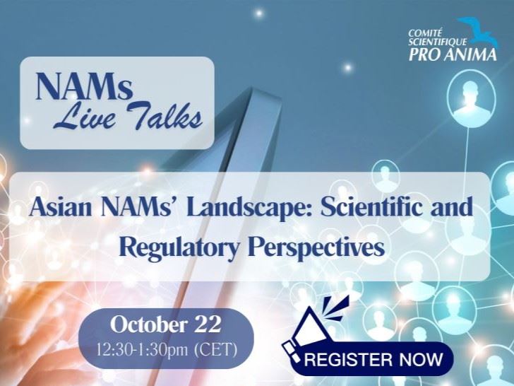 【網路研討會】 亞洲新穎測試方法（NAMs）之現況展望：科學與法規視角 ( Pro Anima | 10/22)